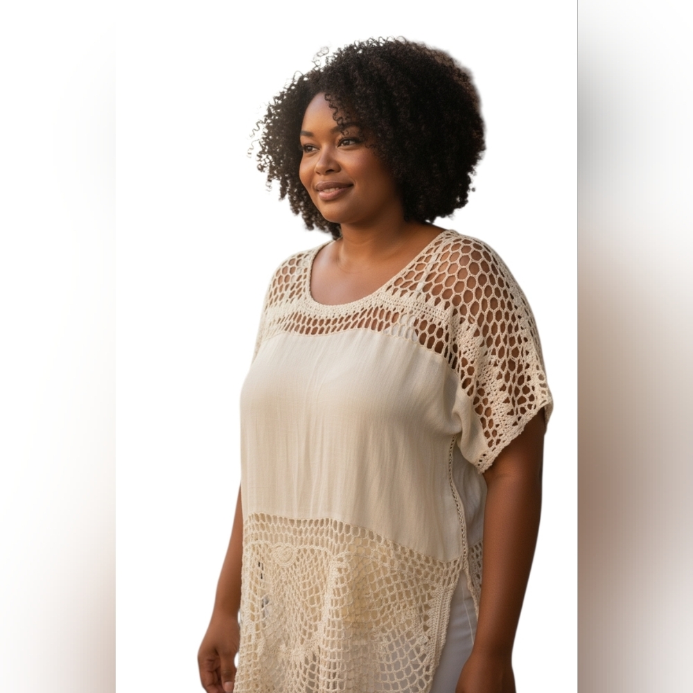 Fashion to Figure Cream Crochet Top